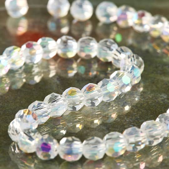 12 Pack: Aurora Borealis Faceted Glass Round Beads, 4mm by Bead Landing™